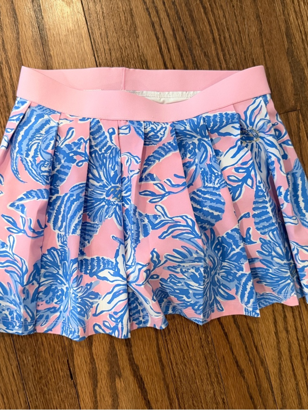Lilly Pulitzer Luxletic Pink and Blue Floral Kids Skort L (8-10) Golf Tennis